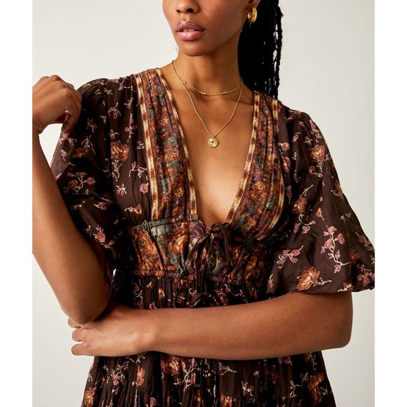 🎉LAST CHANCE🎉 FREE PEOPLE Lysette Maxi Dress / Chocolate Combo - Picture 4 of 10